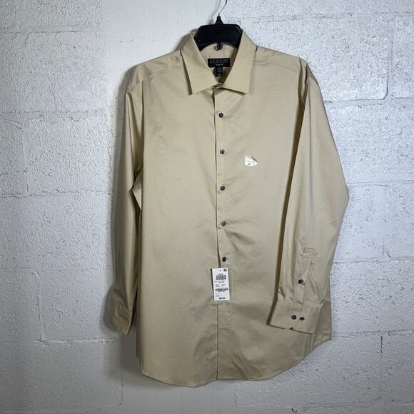 Alfani Men's Slim-Fit Temp Regulating Dress Shirt, Brown Rice 16-16.5 32-33 $65 - Picture 1 of 6
